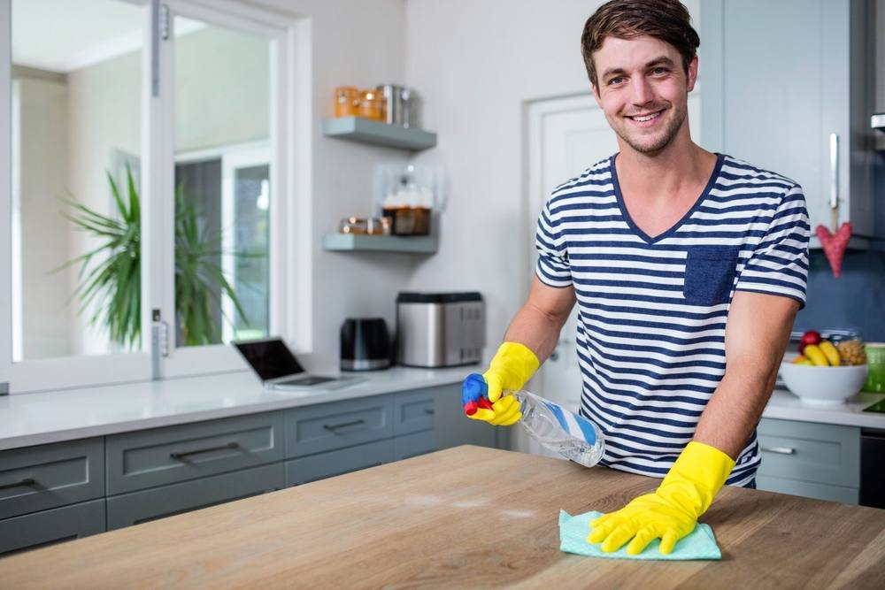 Detailed countertop cleaning